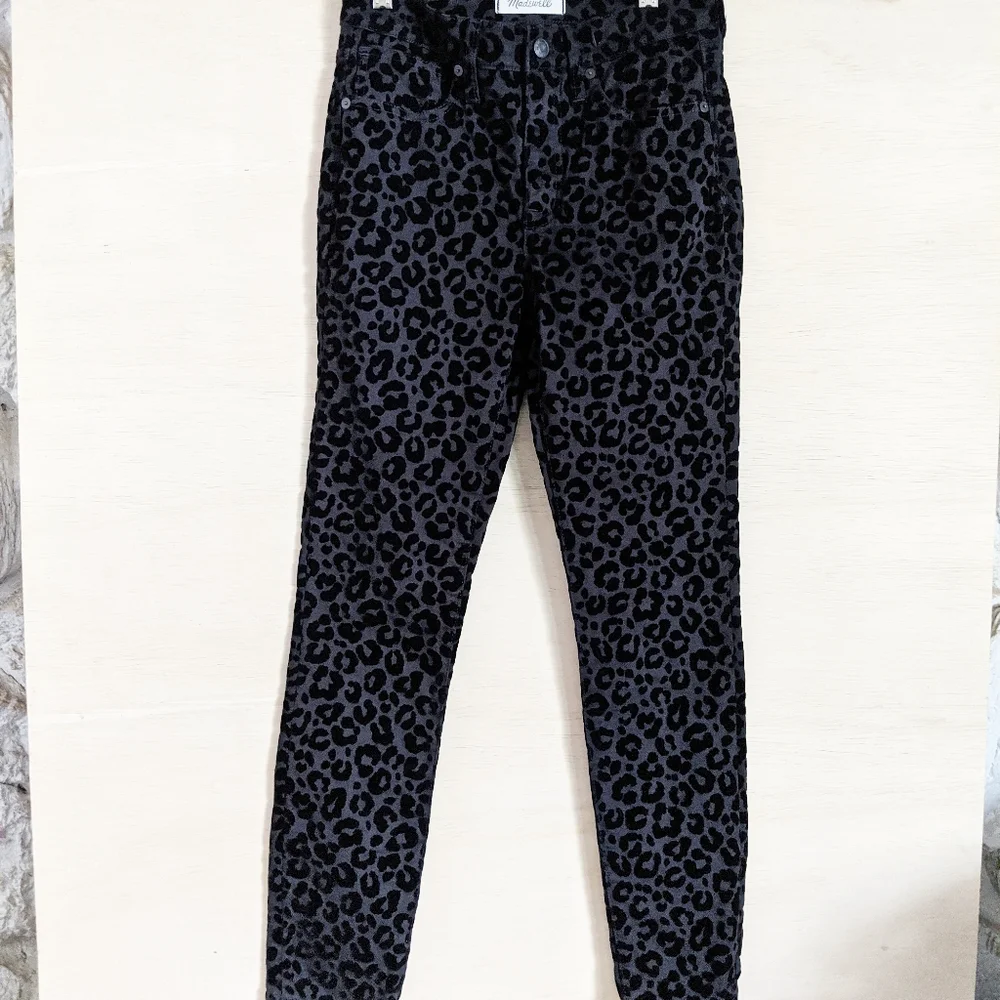 NWT MADEWELL 9" Mid Rise Black Leopard Skinny Jean - Picture 12 of 16